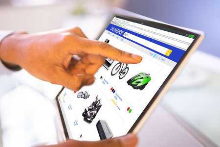 Online Ecommerce Shopping On Convertible Convertible Or Tabletの写真素材