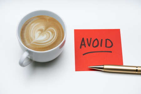 Avoid And Reject Coffee Drink. Stop Heartburnの写真素材