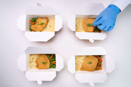 Cooking Restaurant Meal For Delivery. Fresh Food Cuisine