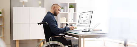 Accountant Using E Invoice Software At Computer In Office