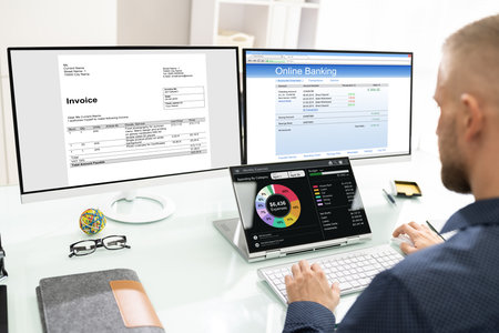 Online Banking And Budget Money Tracker App On Computer