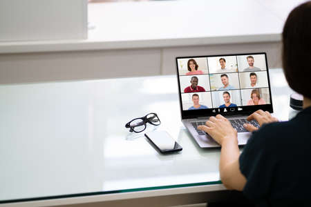 Video Conference Webinar Online Call Meeting On Desktop Computer