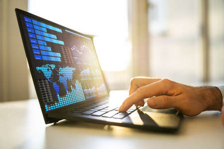 KPI Data Analyst Dashboard. Information Technology On Laptop