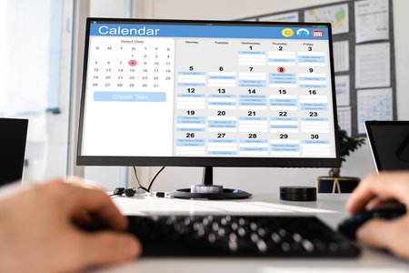 Appointment Schedule Planner And Date Calendar On Computerの写真素材