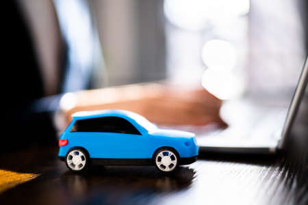 Buy Sell Online Car Insurance On Computerの写真素材