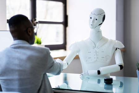 Artificial Intelligence Robot Recruiting African Job Candidate