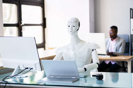 Artificial Intelligence Smart Robot Replacing Human Jobsの写真素材