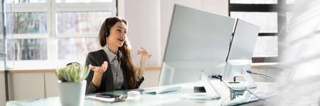 Disabled Black Woman In Wheelchair Making Video Callの写真素材