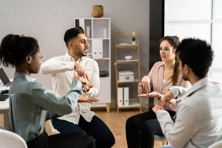 Sign Language Learning For Deaf Disabled Peopleの写真素材