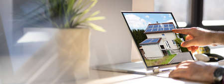 Looking Real Estate House Property Online On Digital Tablet