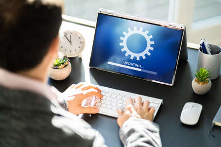 Business Computer Online Update. Software Upgrade Progressの写真素材