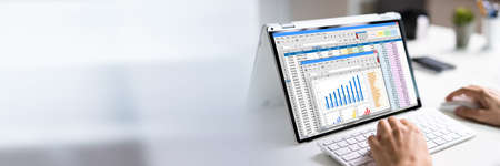 Spreadsheet Data Business Work On Office Tabletの写真素材