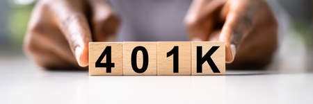 African American Man With 401K Blocks. Income Money Investmentの写真素材
