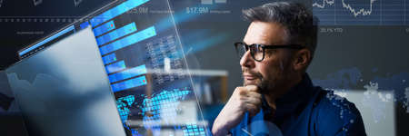 Financial KPI Data Profits Dashboard On Computer