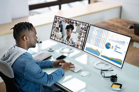 Online Training Course And Video Conference In Office
