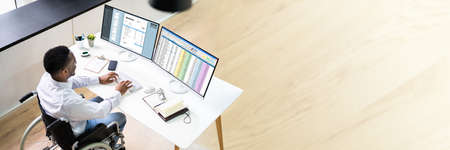 Medical Codes And Accounts Manager In Office With Billの写真素材