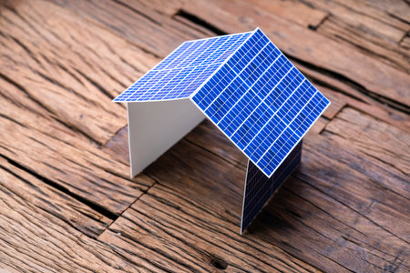 Solar Panel House Roof Real Estate Investmentの写真素材