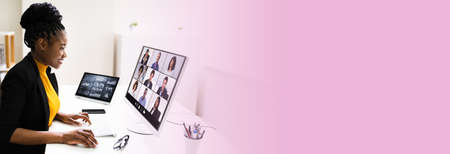 African American Virtual Video Conference Business Meeting