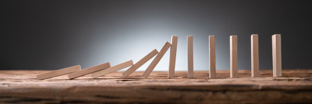 Fall And Change Prevention. Domino Reaction Riskの写真素材