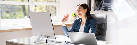 Elearning Online Videoconference Business Technology On Computer