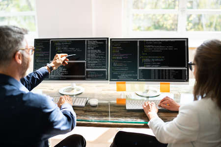 Agile Pair Programming And Extreme Coding. Business Softwareの写真素材
