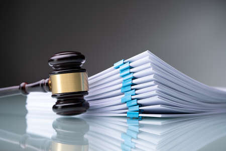 Piles Judicial Court Files And Judge Gavel