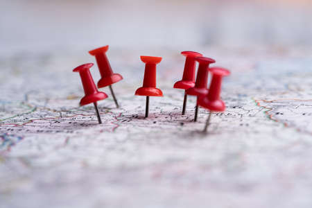 Location Discovery And Travel Journey. Map With Place Pin