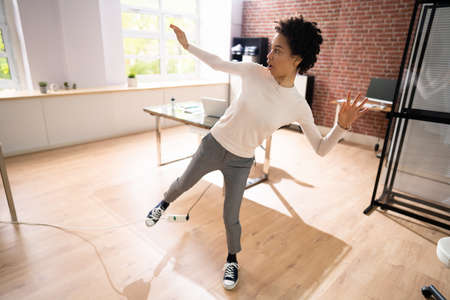 Stumble And Fall Over Wire In Office