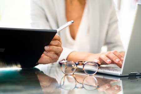 Business People Training On Computer. Young Woman In Officeの写真素材