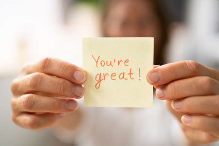 Compliment And Praise Message Sign. Business Concept Noteの写真素材