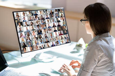Virtual Video Conference Business Meeting On Computerの写真素材