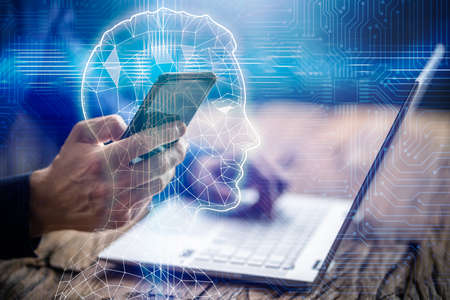 Machine Learning AI. Marketing Plan Analysis. Data On Phone