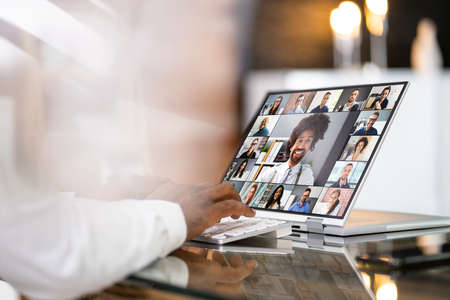 Online Video Conference Call. Remote Webinar Meetingの写真素材