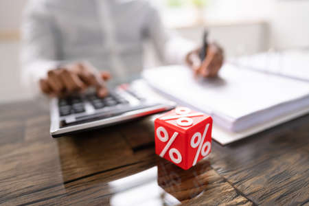 Corporate Tax And Interest Rate Percent. Calculating Percentの写真素材