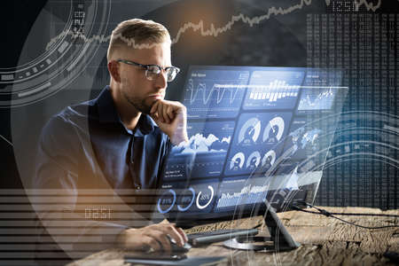 Financial KPI Data Profits Dashboard On Computer