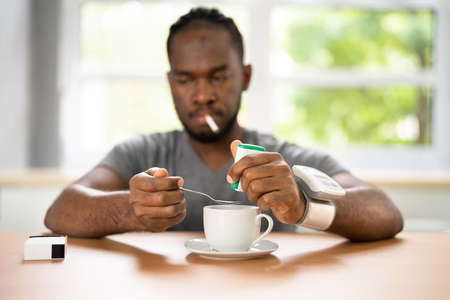 Diabetes And Sugar Addiction. Bad Habits And Lethargyの写真素材