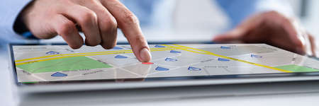 Looking Up Online GPS Location Map On Tablet