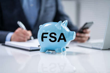 FSA - Flexible Spending Account. Piggybank And Money Savings Conceptの写真素材