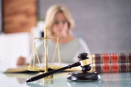 Jurist Lawyer Criminal Litigation And Arbitration. Judge At Desk