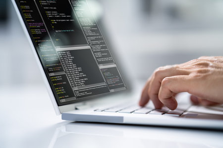 Computer Programmer Using Development Software On Laptopの写真素材