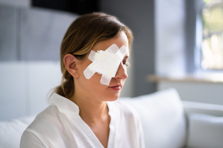 Eye First Aid Care. Medicine Plaster. Pain And Injuryの写真素材