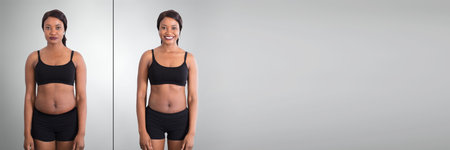 African American Woman Weight Loss Before And Afterの写真素材