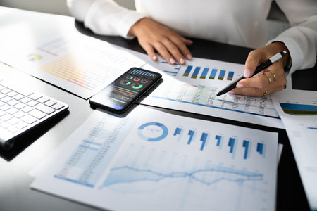 Business ROI Analysis And Comparison. Calculating Fiscal Document Data