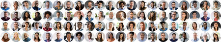 People Face Headshot Collage. Diverse Avatar Portraits