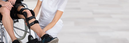 Knee Leg Brace For Orthopedic Rehabilitation. Osteoporosis Problem