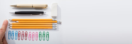 OCD Perfectionist Disorder. Obsessive Person Touching Pencil