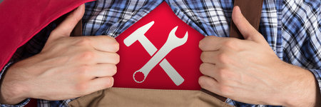 Handyman Technician Super Hero. Repairman Superhero Electrician