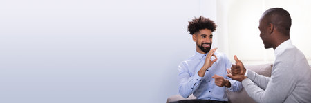 Deaf Impaired Sign Language. Two People Talkingの写真素材