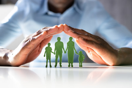 Family Healthcare Coverage. Medical Insurance. People Handsの写真素材