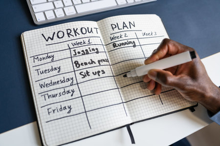 Workout Training Exercise Plan And Daily Scheduleの写真素材